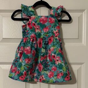 Floral Kids Dress - Green and Pink
